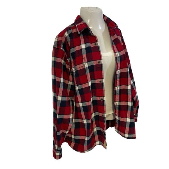 Upcycled Flannel Shirt Shacket Womens 3XL Machinist Grunge Patchwork Folk Art - Picture 7 of 14